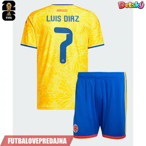 Lacne Dětský Futbalové dres Kolumbia Luis Diaz #7 MS 2026 Krátky Rukáv - Domáci (+ trenírky)